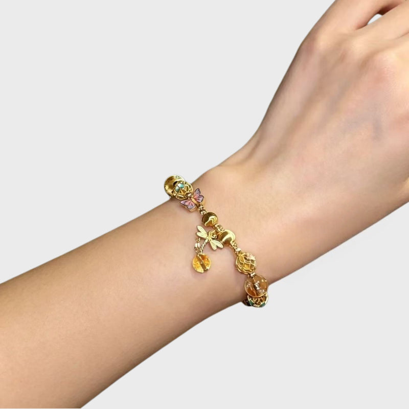 Golden Butterfly Natural Crystal Bracelet