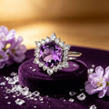 Bague Auréole Solitaire Améthyste – Portez la Paix, Attirez la Chance
