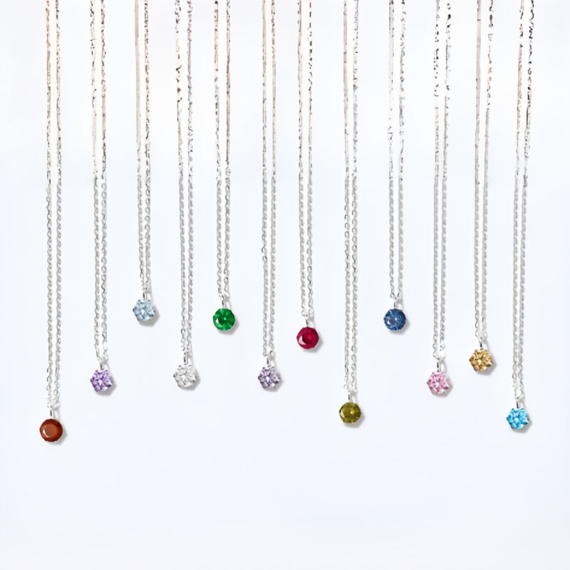 Vintage Fine 12 Birthstone Clavicle Necklace, Ideal Birthday Gift Accessory