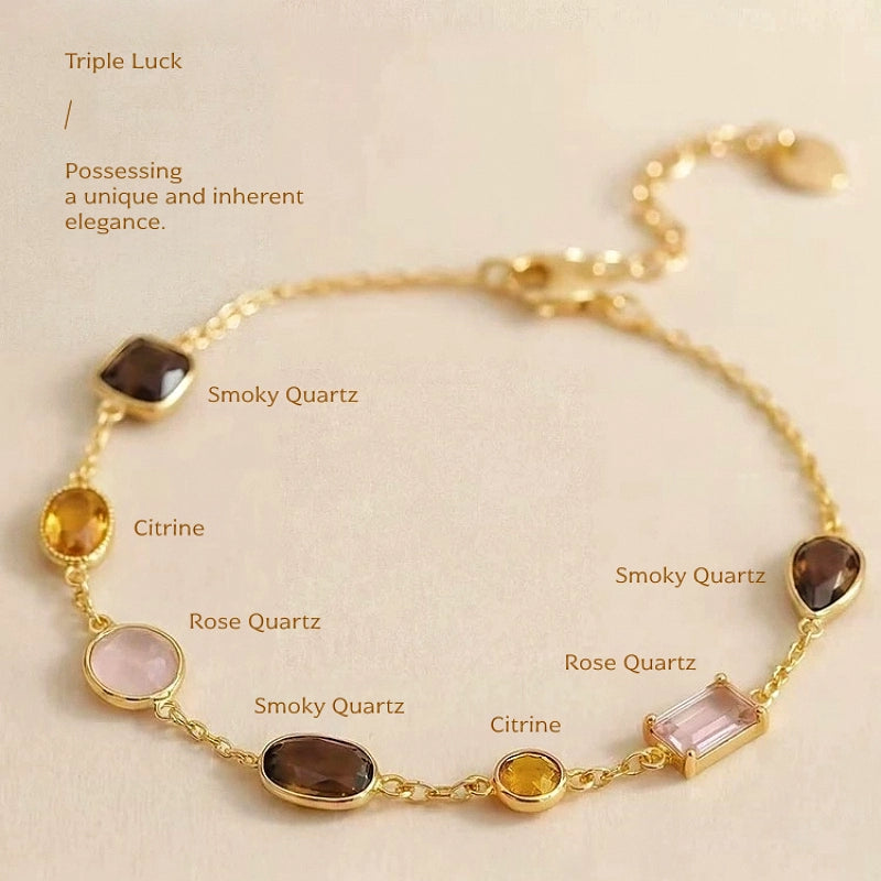 Triple Luck Natural Crystal Bracelet