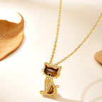 Collier en pierre naturelle Œil de tigre — Chat porte-bonheur pour votre bien-aimée