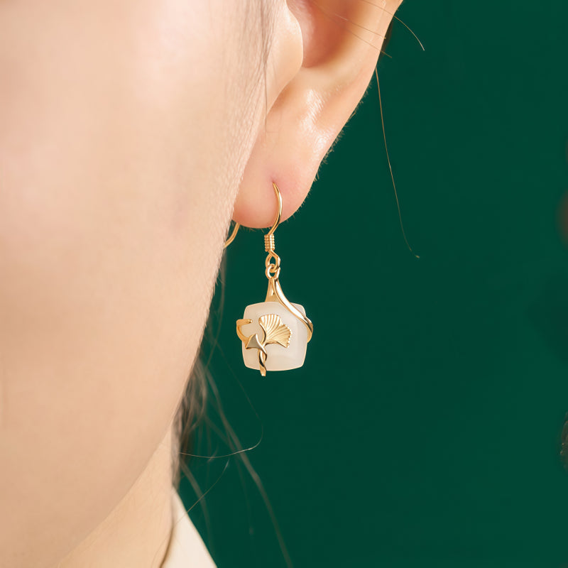 Boucles d'oreilles en jade Hetian Novum