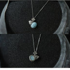 Collier pendentif gourde en aigue-marine naturelle - Équilibre l'élément eau et calme l'humeur