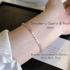 Strawberry Quartz & Pearl Stackable Bracelet - Sweet Loving Vibes