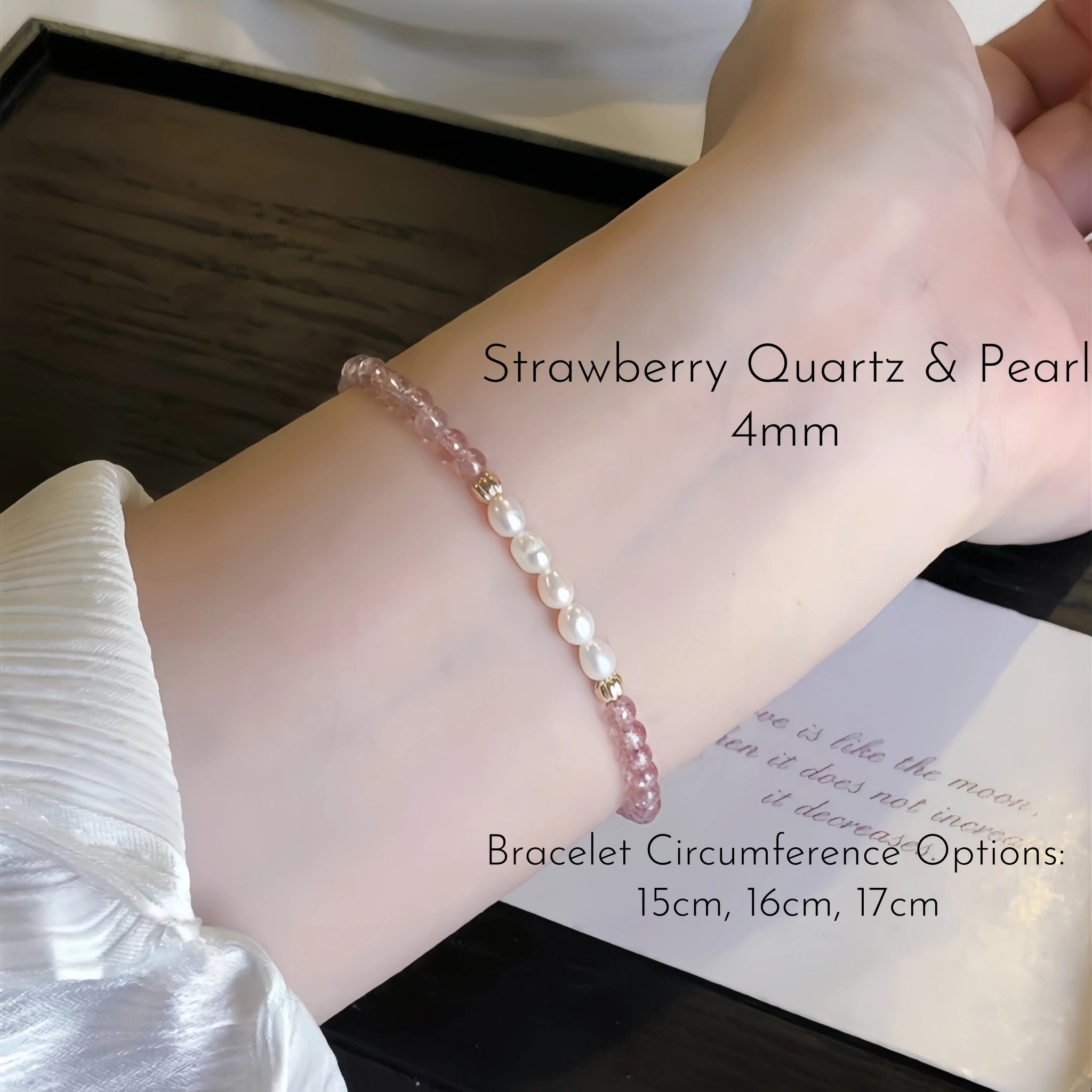 Strawberry Quartz & Pearl Stackable Bracelet - Sweet Loving Vibes
