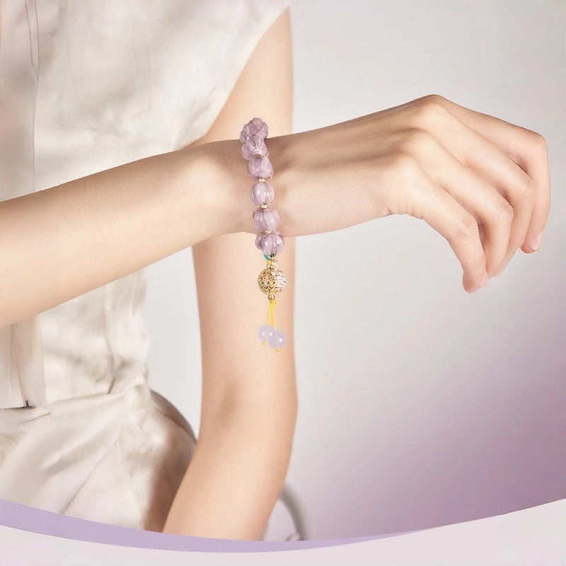 Bracelet violet Lucky Lotus – Cadeau d'anniversaire pour petite amie