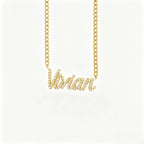 Collier prénom en diamant pavé sur mesure | Collier lettre de luxe minimaliste en argent sterling 925