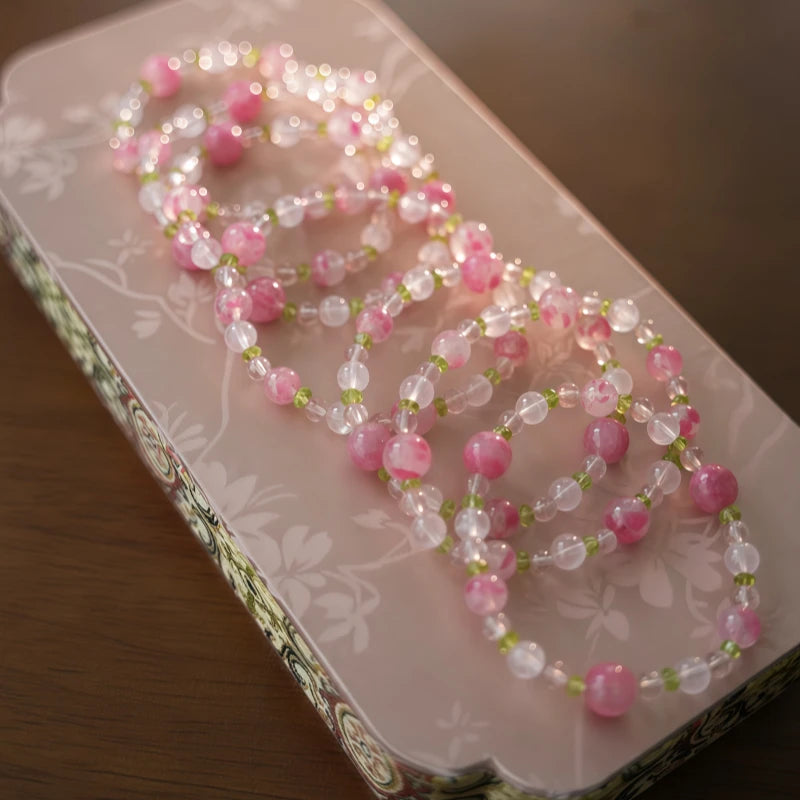 Natural Pink Crystal Bracelet - Soothing Mind, Bringing Gentle Serenity