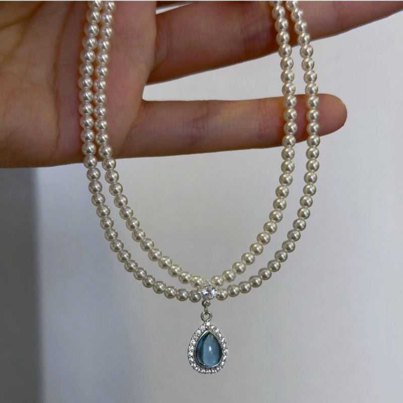 Teardrop Sky Natural Aquamarine Necklace - Find Inner Peace