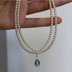 Teardrop Sky Natural Aquamarine Necklace - Find Inner Peace