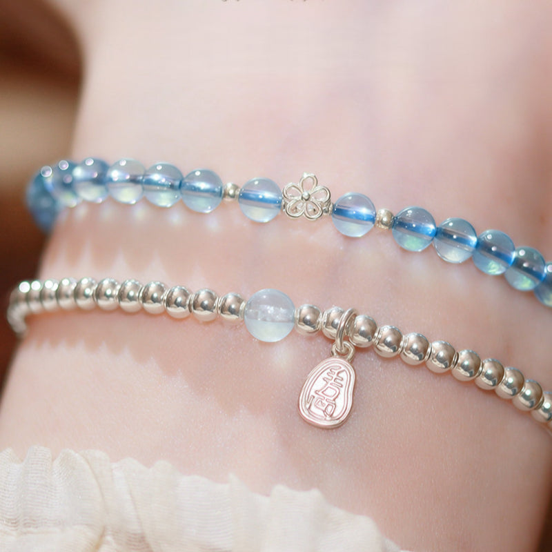 Aquamarine Sterling Silver Bracelet – Activate Throat Chakra, Clear Expression, Attract Benefactors