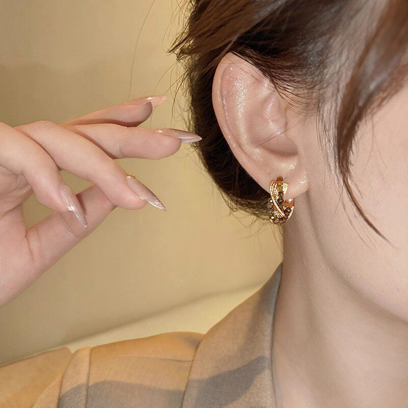 Veyra Natural Tiger Eye Earrings — Twisted Rope Design Best Wishes for Friend