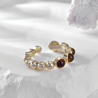 Natural Tiger Eye Stone Ring With Geometric Opening Ring - The Stone of Courage for Career Success