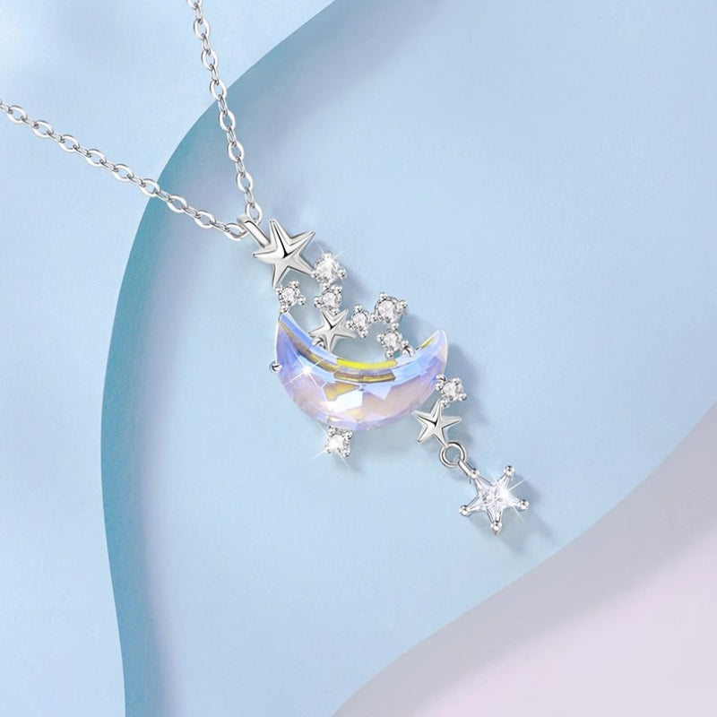Endless Starry Night Necklace - Moon Star Amulet for Good Luck