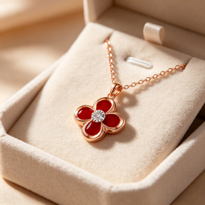 Onyx Lucky Clover Necklace — Two-Way Wear • Reversible Design