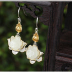 Boucles d'oreilles Lucky Lotus Pod en jade Hetian – Bijoux ethniques orientaux