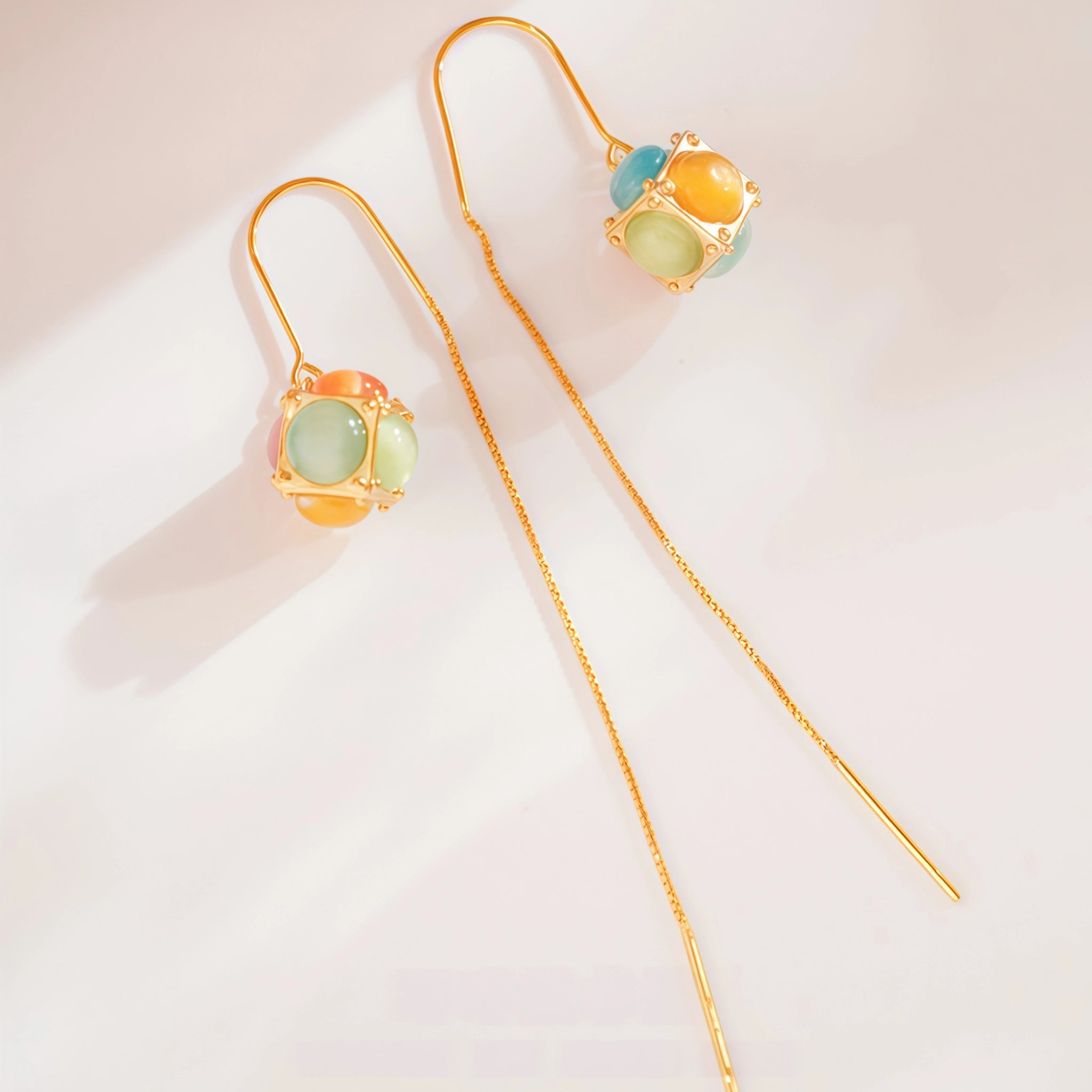 Vibrant Cat’s‑Eye Gem Cube 2‑Piece Set - Vitality And Optimism