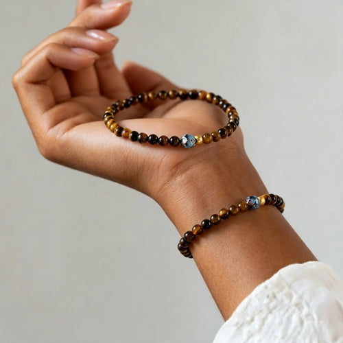 Natural Tiger Eye Lotus Wealth Bracelet - Peace & Happiness, Continuous Good Luck