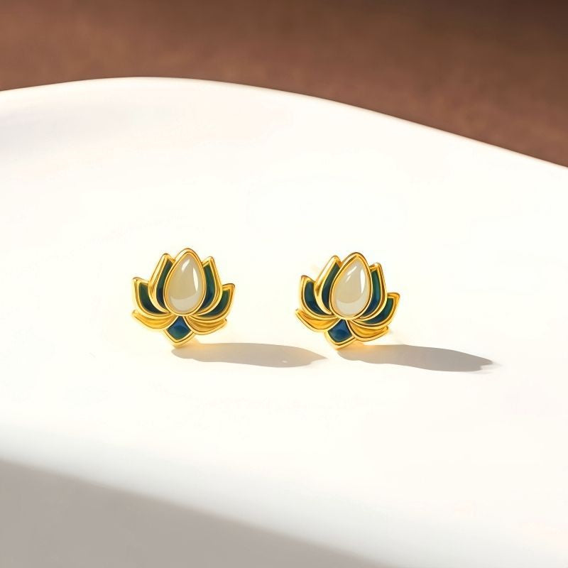 Boucles d'oreilles clous Lotus d'été – Le gardien estival de Maman
