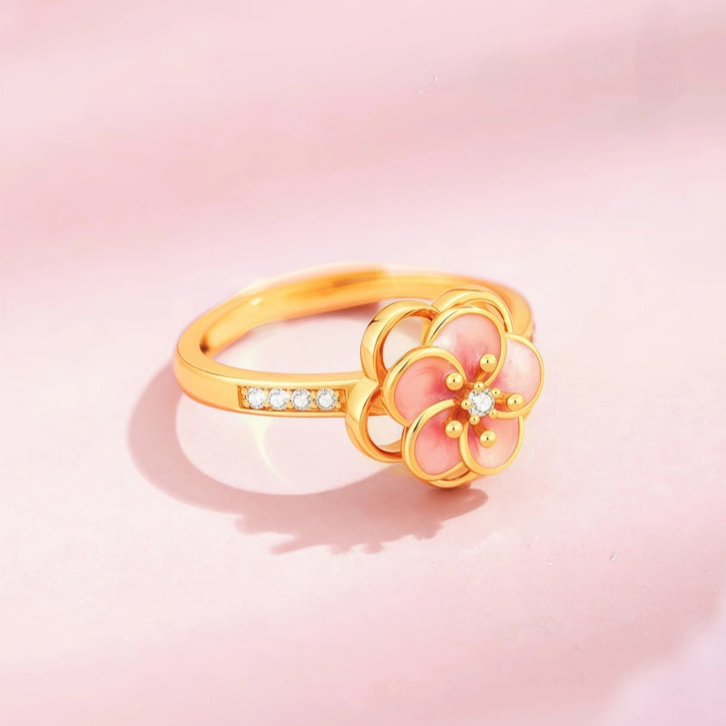 Bague Tournante Fleur de Cerisier Romantique - Bague de Pureté