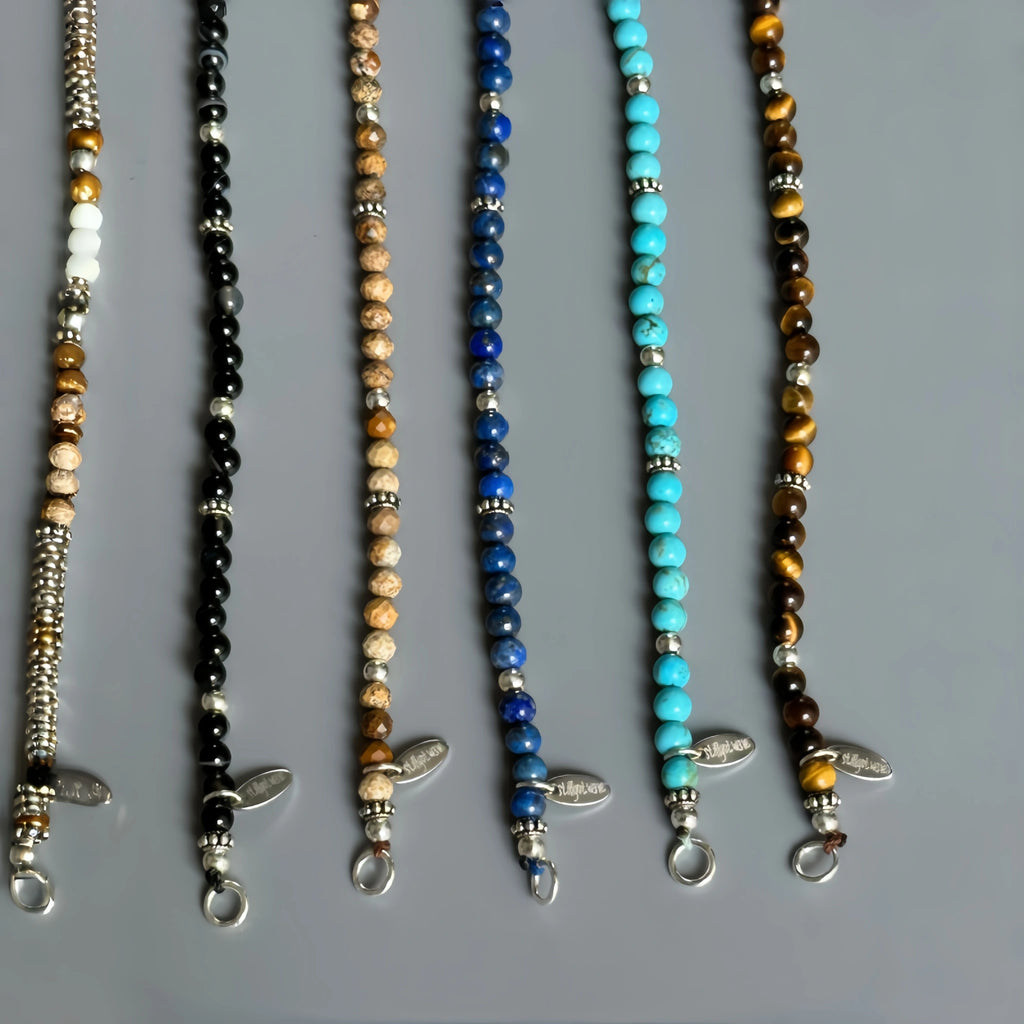 Natural Stone Round Bead Stackable Bracelet - Focus Goals & Seize Opportunities