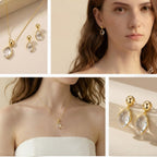 Natural Clear Quartz Gold Necklace & Earrings - Balance Your Energy