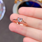 Bague Cœur en Aigue-marine Pierre de Naissance – Courage, Paix et Purificateur d'Énergie Négative