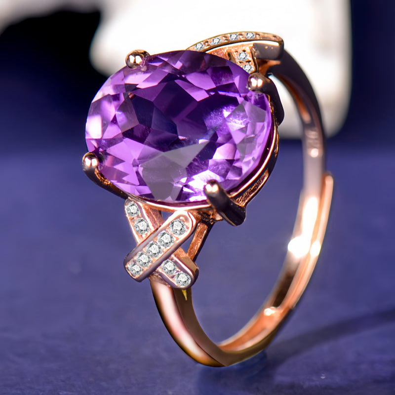 Bague énergétique en améthyste naturelle - Protection tranquille, sagesse douce