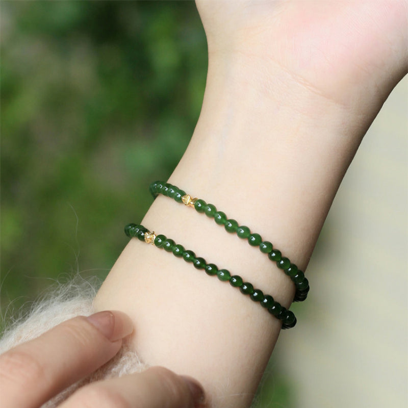 Spinach Green Hetian Jade Bracelet— Pure Grace Hetian Jade