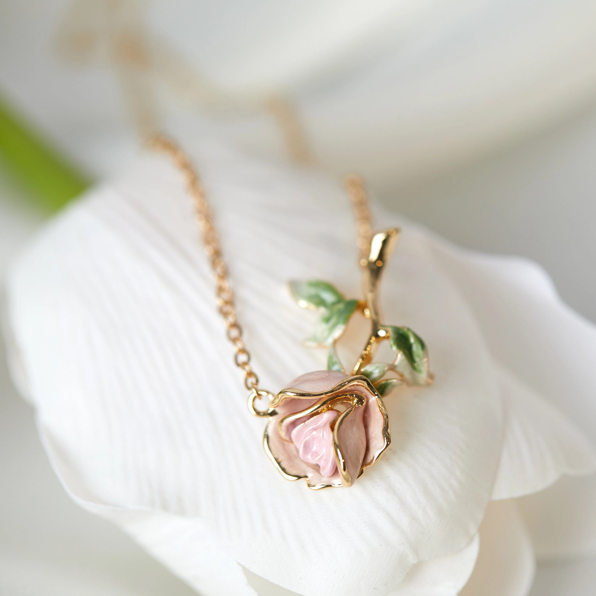 Rose Pink Necklace/Bracelet/Ring/Earrings Set - Sincere Romantic Love