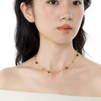 Natural Tiger Eye Stone Necklace, Maillard Starry Sky Choker Necklace