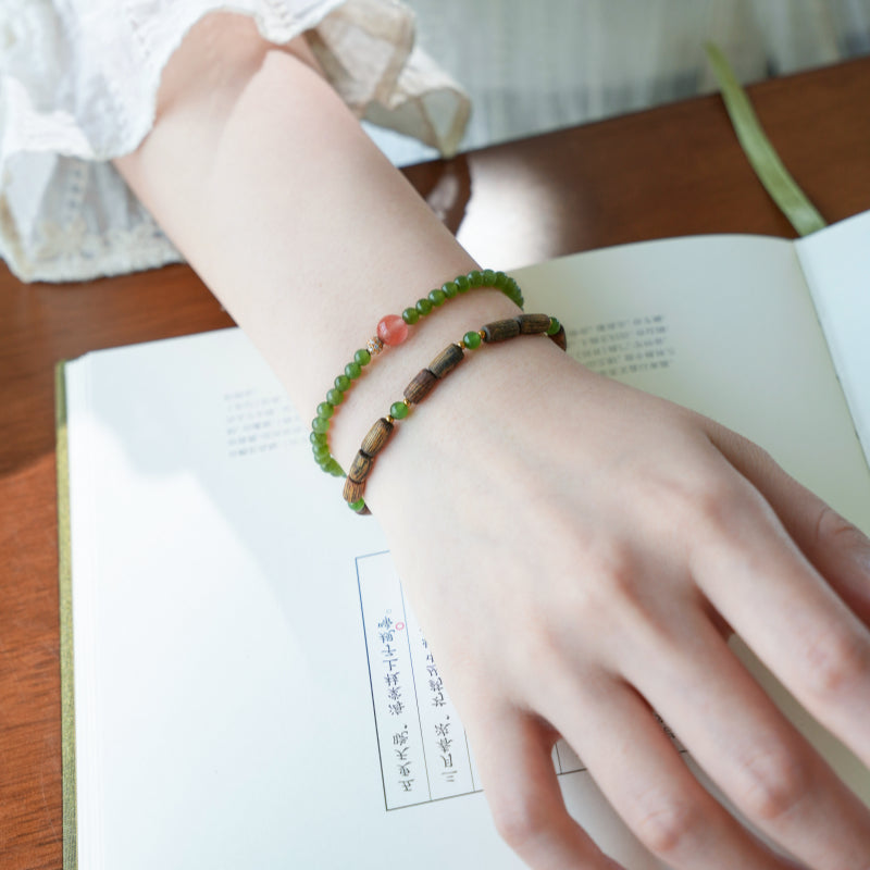Bracelet en jade Hetian naturel Lotus Éclat Pur