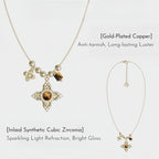 Tiger Eye Stone Necklace for Women, Niche Vintage Four-Pointed Star Choker