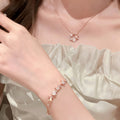 Rose Gold Crown Butterfly Necklace/Bracelet Jewelry Set - Joy and Good Fortune