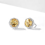 Natural Citrine Stone Retro Sunflower Earrings