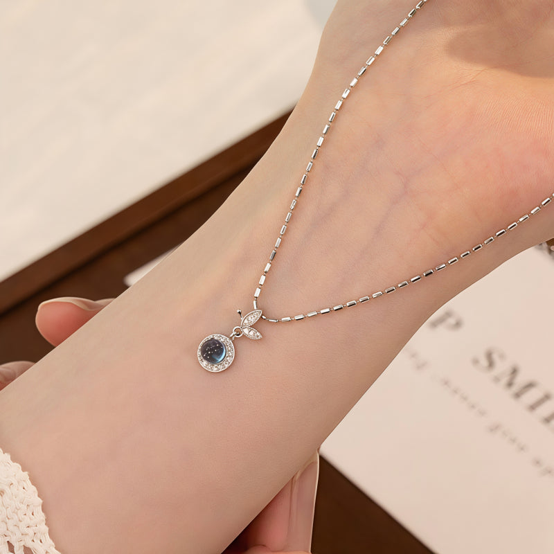 Natural Aquamarine Butterfly Necklace - Gentle as Water, Free as a Butterfly