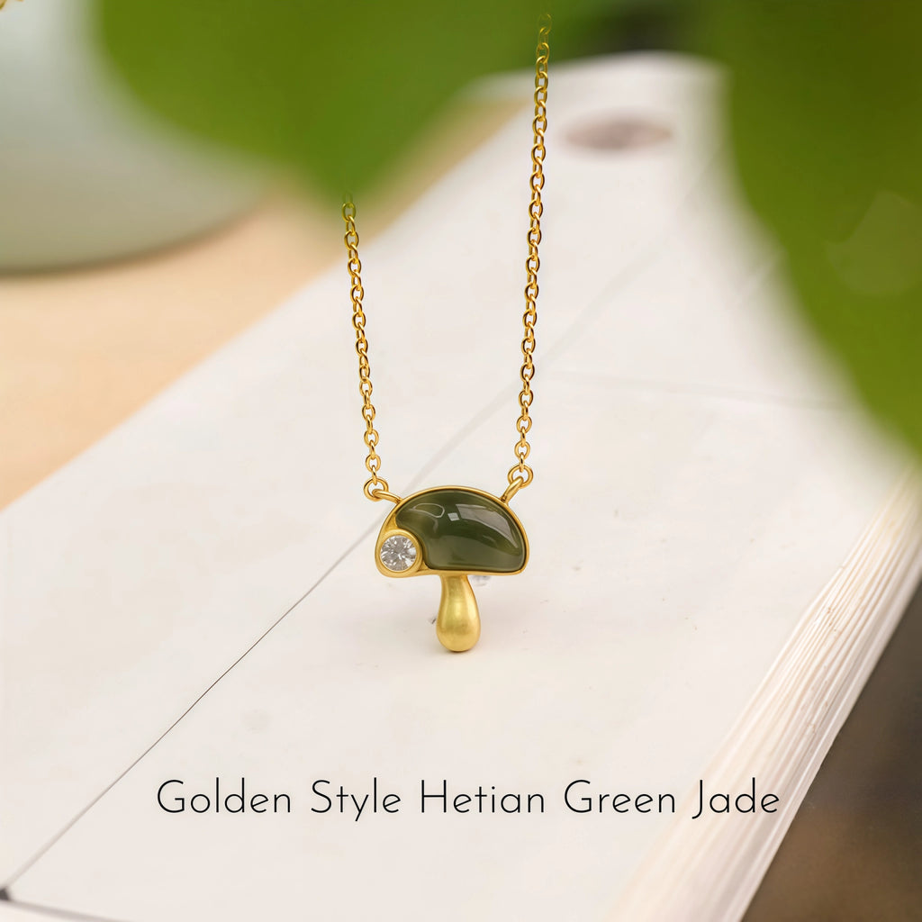 Womens Tiny Mushroom Necklace - Serenity & Protection