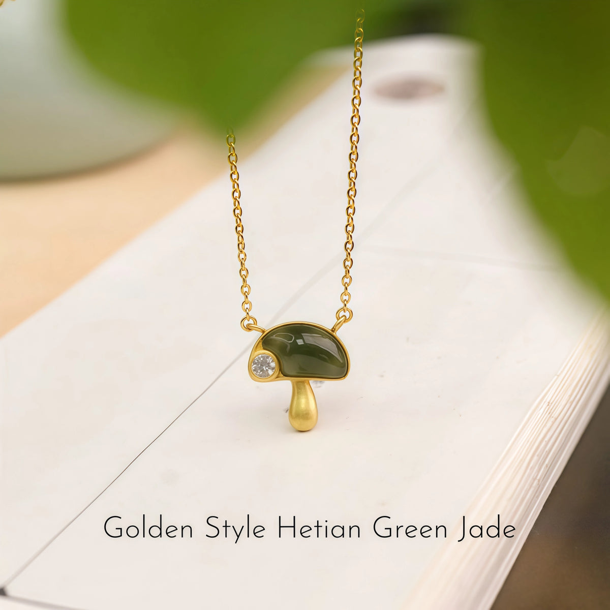 Womens Tiny Mushroom Necklace - Serenity & Protection