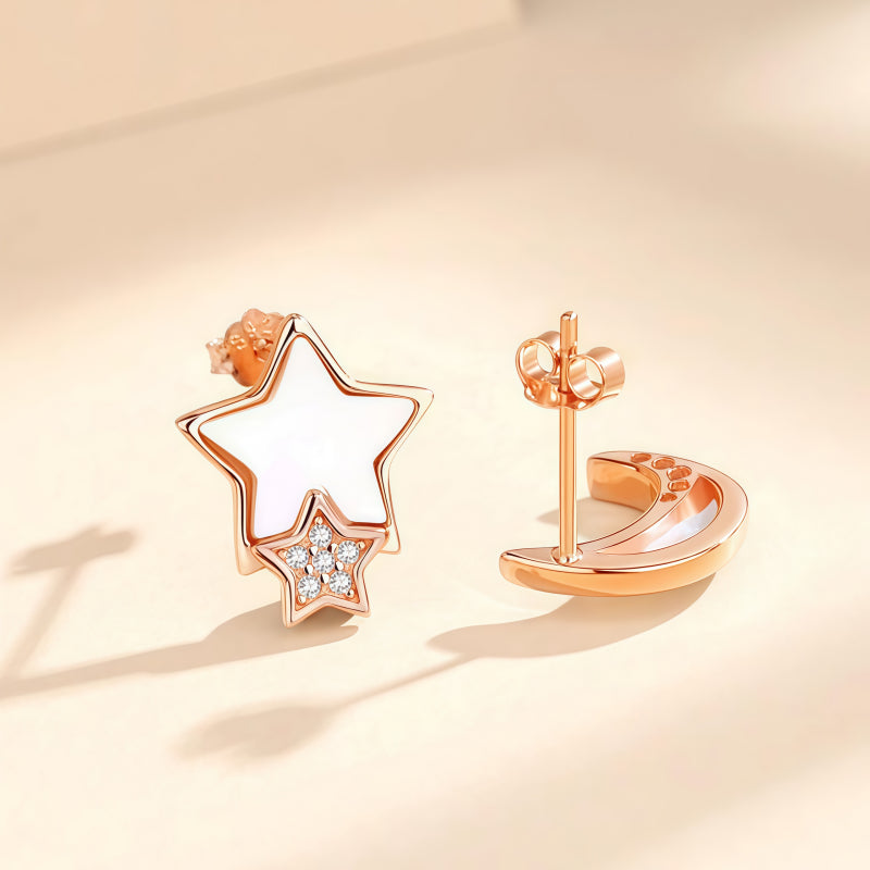 Beimu Star Moon Asymmetric Earrings - Awakens Your Inner Intuition
