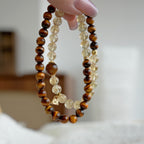 Bracelet Citrine naturelle et Œil de tigre - Attire la richesse et transforme la chance