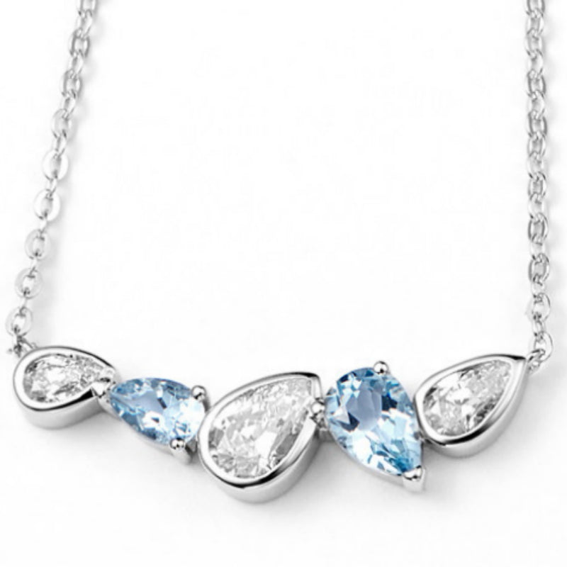 Natural Aquamarine Smile Necklace - Gentle Luck and Clarity