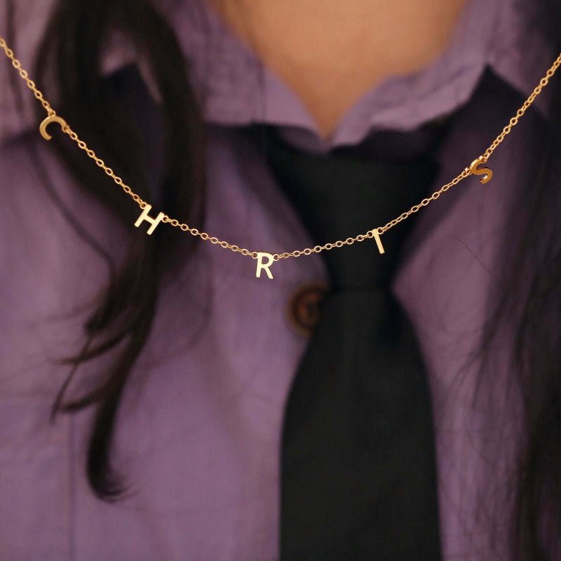 Sterling Silver 18K Gold Plated 26 Letter Custom Necklace Minimalist Versatile Personalized Name Choker