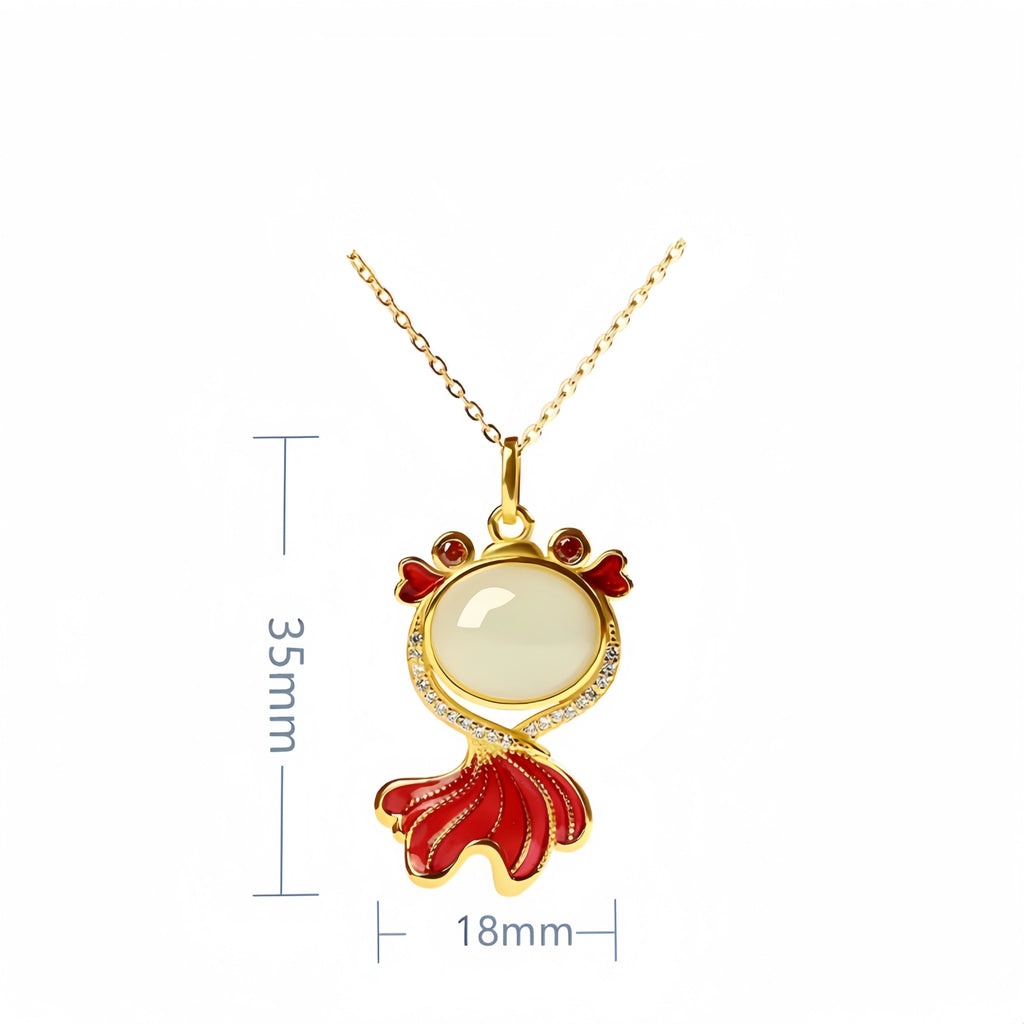 Nephrite Koi Fish Necklace - Symbol of Prosperity and Good Fortune