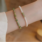 Unakite & Pearl Stackable Bracelet - Gentle Restorative Vibes
