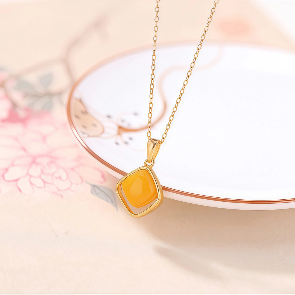 Luxury Gold Square Pendant Necklace - Stability & Protection