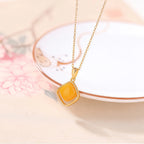 Luxury Gold Square Pendant Necklace - Stability & Protection