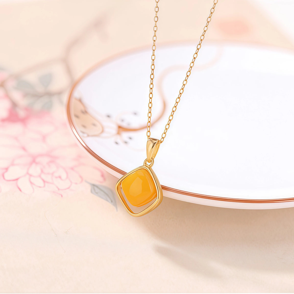 Luxury Gold Square Pendant Necklace - Stability & Protection