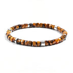 Bracelet en Pierre Naturelle Œil de Tigre, Coupe Droite et Facette Fine, Cadeau de Saint-Valentin pour Petit Ami