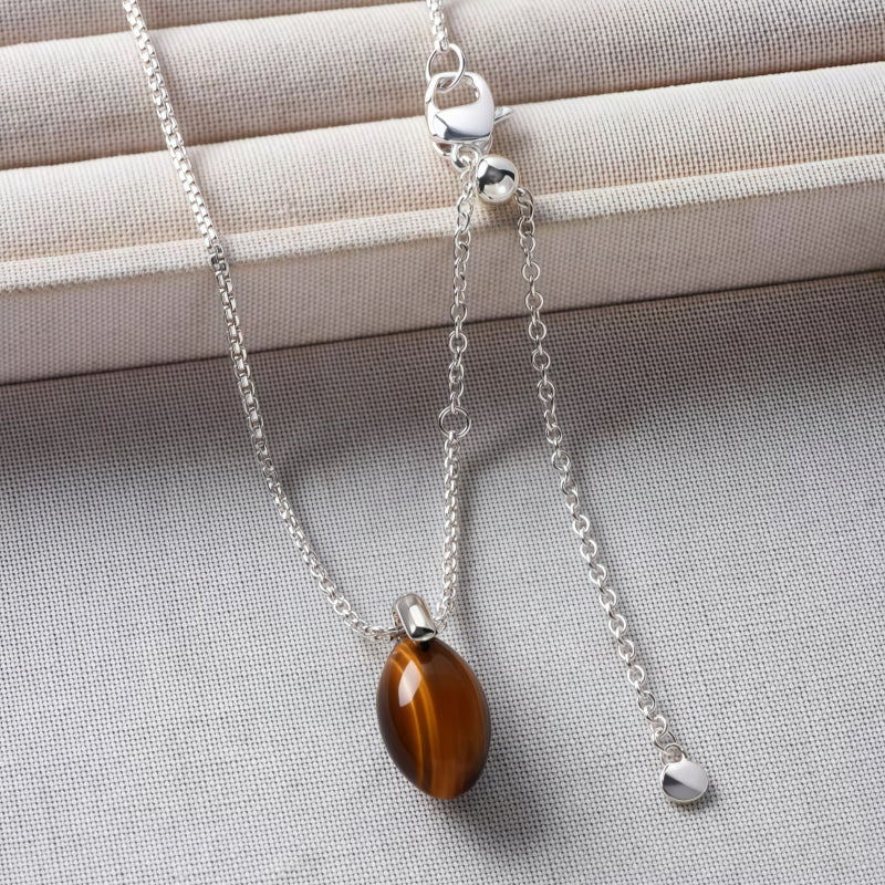 Earth‑Tone Tiger Eye Necklace&Earrings Jewelry Set - Dispels Negative Energy