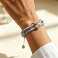 Bracelet porte-bonheur double couche aigue-marine - Souhait de l'océan